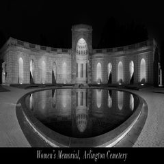 The reflecting pool photographed at night